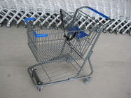 Supermarket Wire Shopping Basket With Wheels , Commercial Shopping Trolley